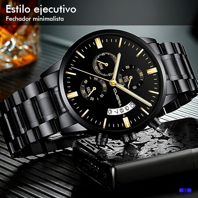 CUENA Reloj de Pulsera para Hombre, Análogo, Elegante, Formal, Ejecutivo