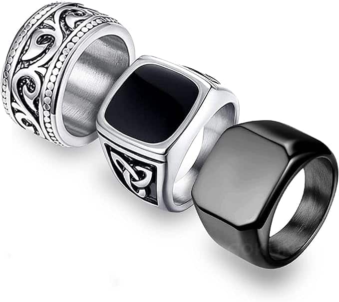 3 Pzs Anillos para Hombre Anillo de Hombre Cuadrado Simple